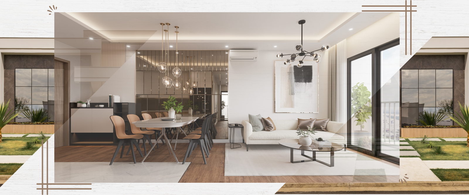 Image du salon avec concepte air ouverte de la salle à manger
